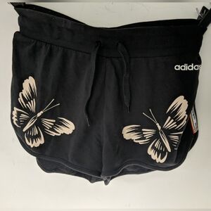 Adidas x Farm Rio Women's Black Multi Color Floral Butterfly Shorts Size Small